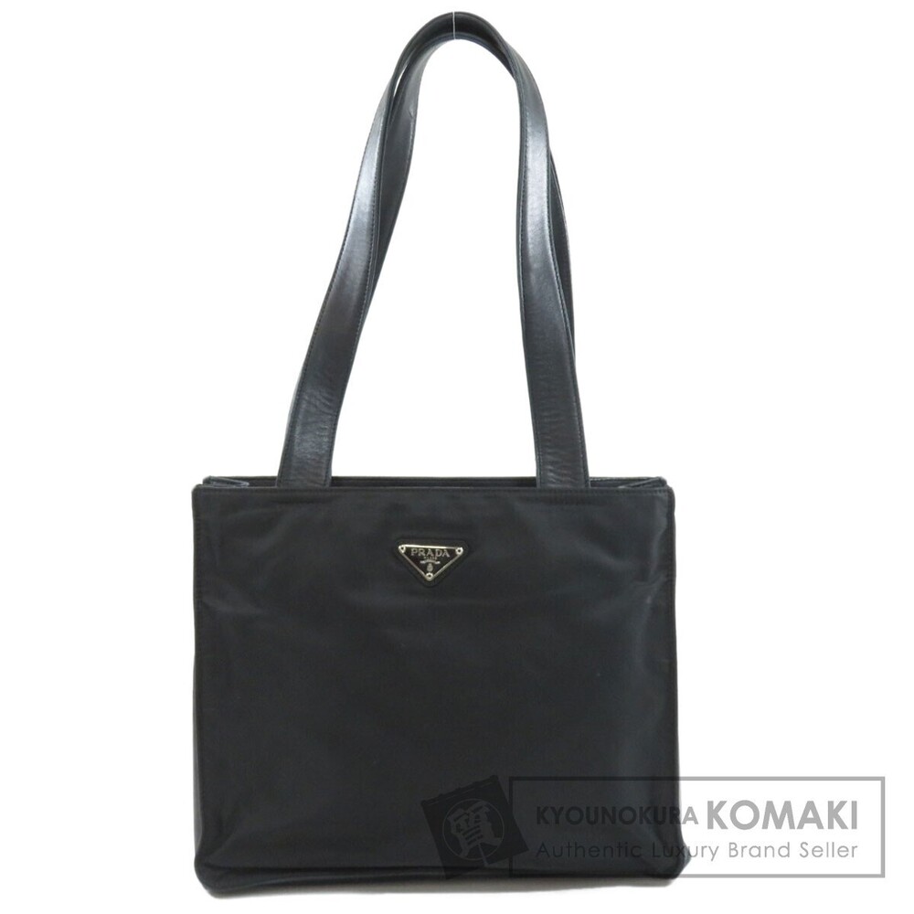 Prada Tessuto Leather Shoulder Tote Shoulder Bag Black